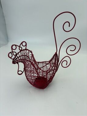 Red Wire Rooster Egg Basket